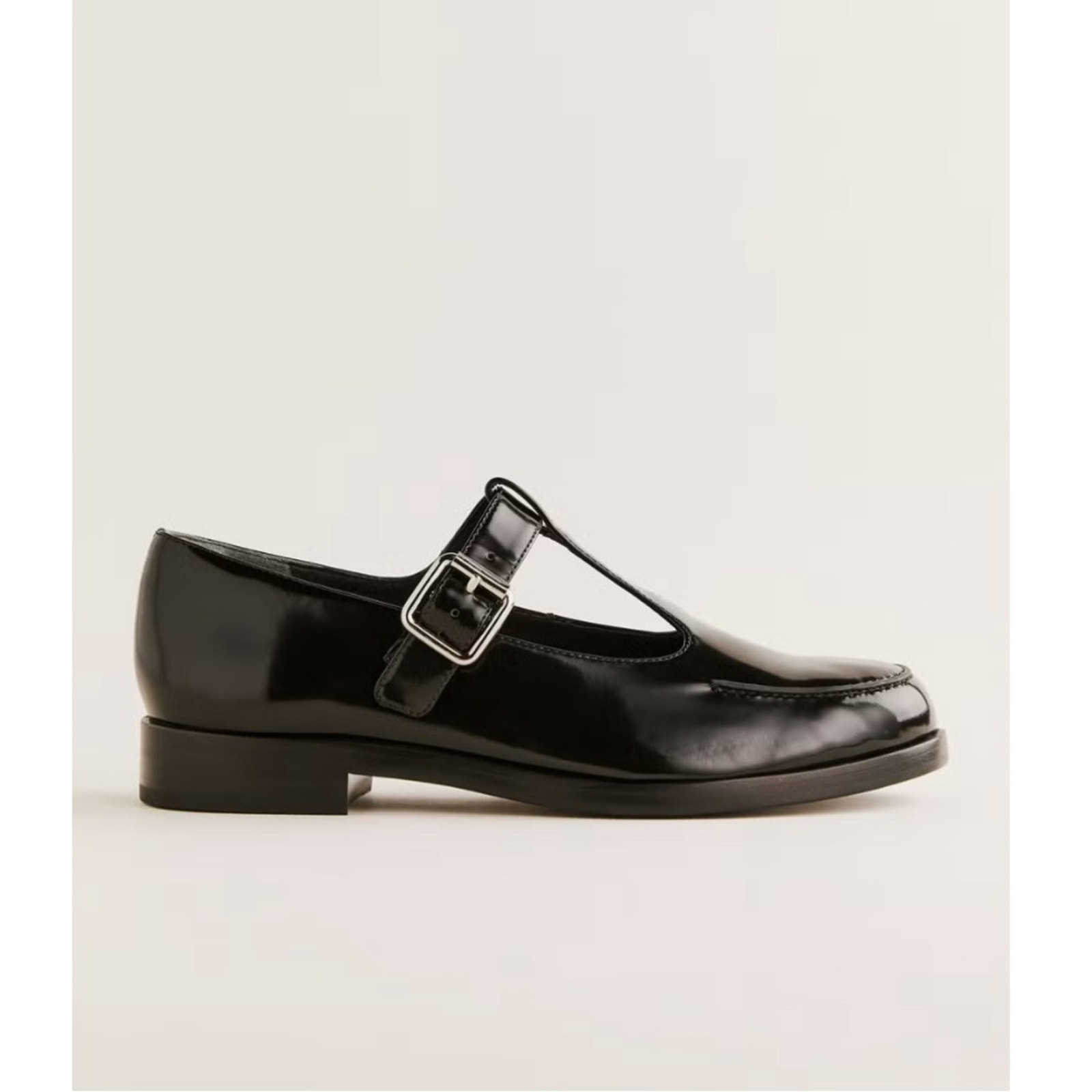 Reformation Black Patent T-Strap Mary Jane Loafers 10